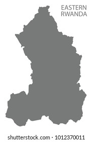 Eastern Rwanda map of Rwanda grey illustration silhouette shape