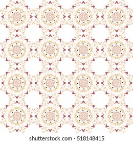 Eastern seamless pattern. Circular floral geometric pattern for decoration.