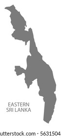 Eastern Sri Lanka Map in grey
