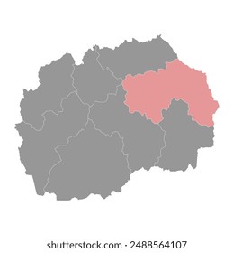 Eastern Statistical Region map, administrative division of North Macedonia. Vector illustration.
