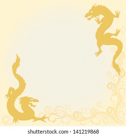 Eastern Style Card Dragon Silhouettes Stock Vector (royalty Free 