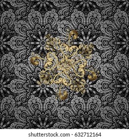 Eastern style element. Line art seamless border for design template. Vector illustration for invitations, cards, web page. Dim outline floral decor. Dim element on gray background.