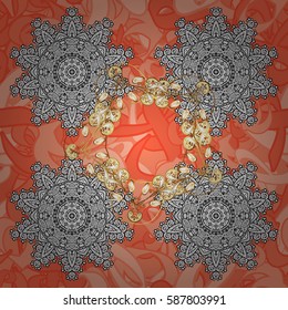 Eastern style element. Vector line art seamless border for design template. Golden outline floral decor. Golden element on background. Vector sketch for invitations, thank you message, web page