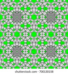 Eastern style element. White element on green background. White outline floral decor. Vector illustration for invitations, cards, certificate, web page. Vector line art border for design template.