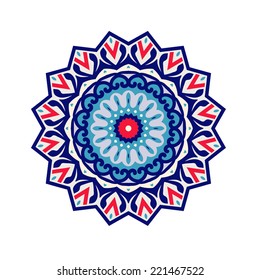 Eastern style floral ornament, stencil pattern, cut out design, decor element, vector illustration
