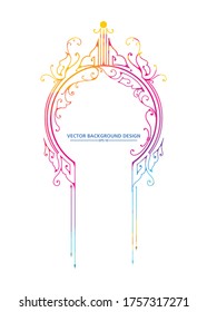 Eastern style Islamic frame for design. Rainbow coloured floral illustration. Ornate decoration for invitation, greeting card, wallpaper, background, web page. Vector element