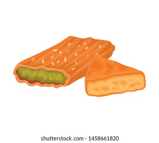 Eastern sweets with filling. Vector illustration on white background.