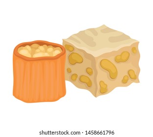 Eastern sweets in the form of a cylinder and a cube. Vector illustration on white background.