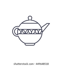 Eastern teapot icon, Turkish tea set vector