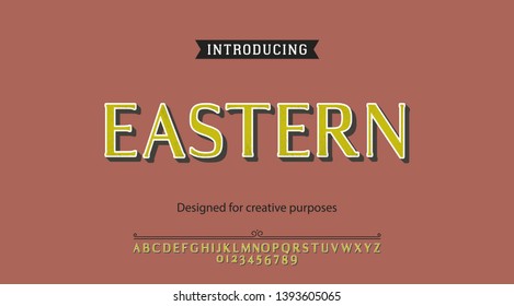 Eastern typeface.For labels and different type designs