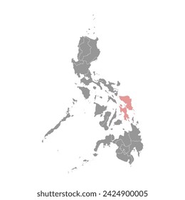 Mapa de la región de Visayas Oriental, división administrativa de Filipinas. Ilustración vectorial.