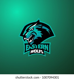 eastern wolf e sport mascot logo, game club symbol