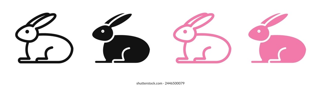 Easter-Themed Fluffy Bunny Animal Icon Set for Festive Occasions
