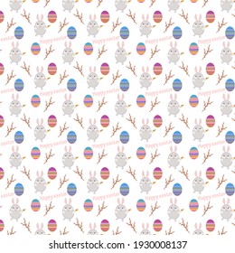 Easter-themed pattern with colored eggs and bunny

