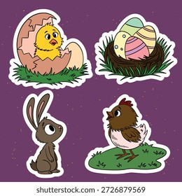 Easter-themed sticker set featuring cute and festive elements inspired by spring and holiday traditions