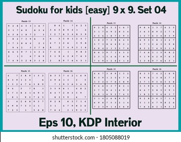 Easy 9 x 9 Sudoku Puzzle for Kids Puzzle Games for Kids with answer