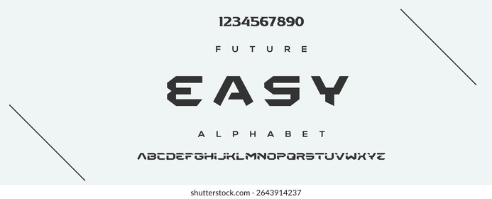 Easy Abstract technology space font logo alphabet. techno and sport fonts. Typography digital sci-fi movie logos. vector illustration 