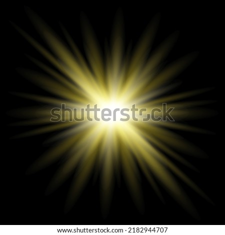 Easy to add lens flare effects for overlay designs or screen blending mode to make high-quality images. Abstract sun burst, digital flare, iridescent glare over black background.