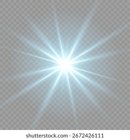Easy to add overlay or screen filter over photos. Shiny stars, glowing sparks on a black background. Crystal ray light, sun shines blue color. Rainbow crystal star. Optical fire light effect. Sunlight