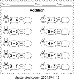 Easy addition worksheet for kids  (activity 8)