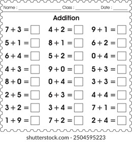 Hoja de trabajo de adición fácil para niños (actividad 4)