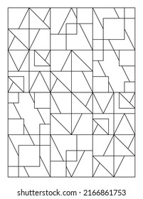 Easy Adult Coloring Page Of Geometric Mural Art. Black And White Pattern. Relieve Stress And Anxiety. EPS8 #566