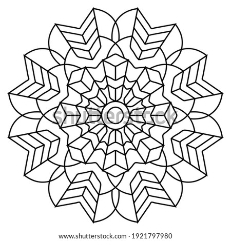 Easy adult Coloring Page mandala pattern in black line pattern on white background. Vector art in EPS 8. 