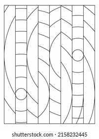 Easy adult coloring page. The pieces that form two concentric circles. Black and white vertical pattern. Digital detox. Anti stress. EPS8 #556
