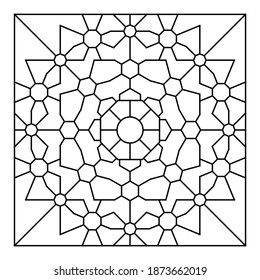 Easy Adult Coloring Page for Seniors. Square pattern in tile shape. Vector art in Eps 8.