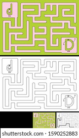 Easy alphabet maze for kids with a solution - worksheet for learning alphabet - recognizing letter D