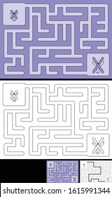 Easy alphabet maze for kids with a solution - worksheet for learning alphabet - recognizing letter X