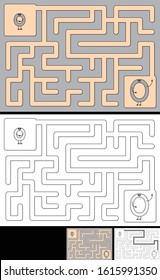 Easy alphabet maze for kids with a solution - worksheet for learning alphabet - recognizing letter O