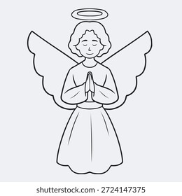 Ilustraciones de Vector de ángel fácil. Dibujo fácil. simple