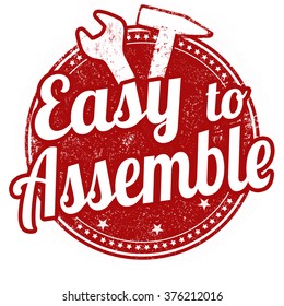 Easy to assemble grunge rubber stamp on white background, vector illustration
