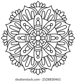 design de mandala fácil e bonito desenhado à mão para adultos e crianças livro de coloração, arte mandala para hena, arte de parede e design de tatuagem
