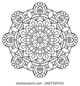 easy and beautiful mandala design for coloring book, tattoo and henna design, creative mandala art for adults and kids coloring book
