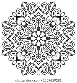 easy and beautiful mandala design for coloring book, mandala art for henna and tattoo design
