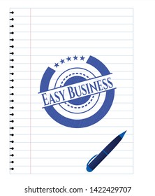 Easy Business draw with pen effect. Blue ink. Vector Illustration. Detailed.