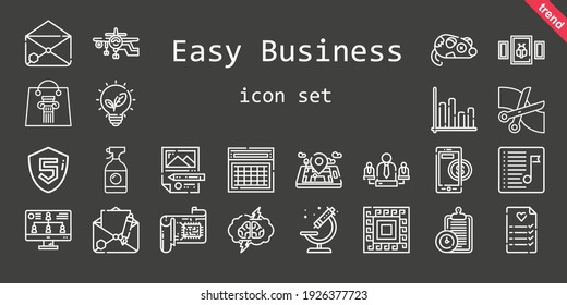 easy business icon set. line icon style. easy business related icons such as calendar, pattern, cpu, monitor, team, clipboard, microscope, picture, scissors, wedding planning, mouse