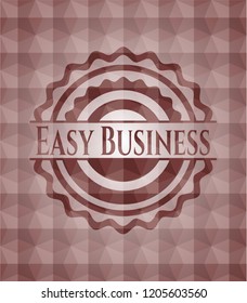 Easy Business red seamless emblem or badge with geometric pattern background.
