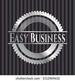 Easy Business silver badge. Vector Illustration. Mosaic.