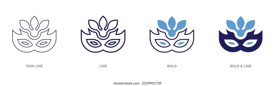 Easy carnival mask icon in 4 different styles. Thin Line, Line, Bold, and Bold Line. Duotone style. Editable stroke.
