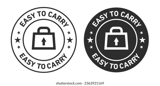 EASY TO CARRY Icons set in black filled and outlined.