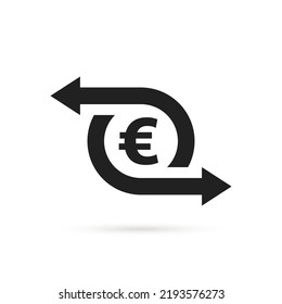 easy cash flow icon with euro black symbol. concept of commerce or wealth badge for credit account. flat simple style trend modern logotype graphic design web element isolated on white background svg
