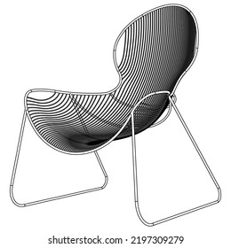 Easy Chair Line Vector Illustration, Isolated On White Background