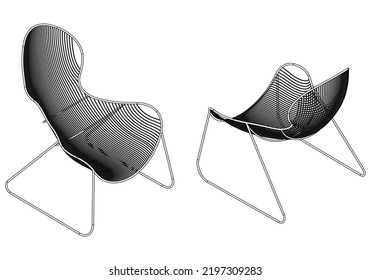 Easy Chair Line Vector Illustration, Isolated On White Background