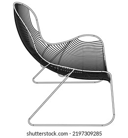 Easy Chair Line Vector Illustration, Isolated On White Background