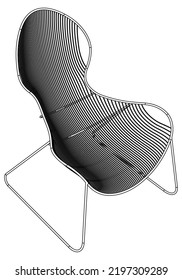 Easy Chair Line Vector Illustration, Isolated On White Background