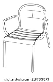 Easy Chair Line Vector Illustration, Isolated On White Background