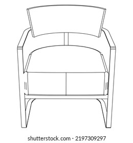 Easy Chair Line Vector Illustration, Isolated On White Background